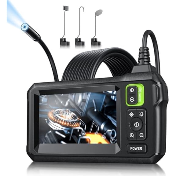 Camera with Light, Inspection Borescope Camera with 4.3" IPS Screen, 1920P with 8 Lights, 16.5FT Semi-Rigid Cord Bore Scope, IP67 for Sewer, Tools()