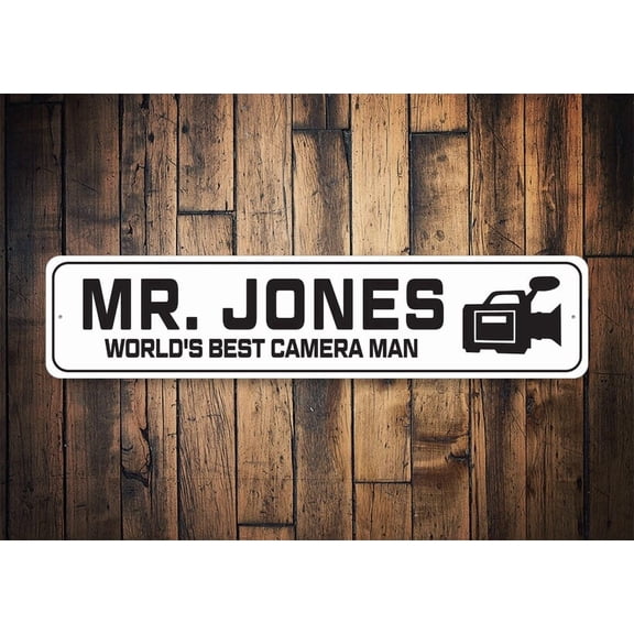 Camera Man Sign Custom Camera Man Gift Decor For Camera Guy Film Production Gift Custom Film Sign Decor For Videographer Metal Aluminum Signs - Size: 16 x 4 Inches