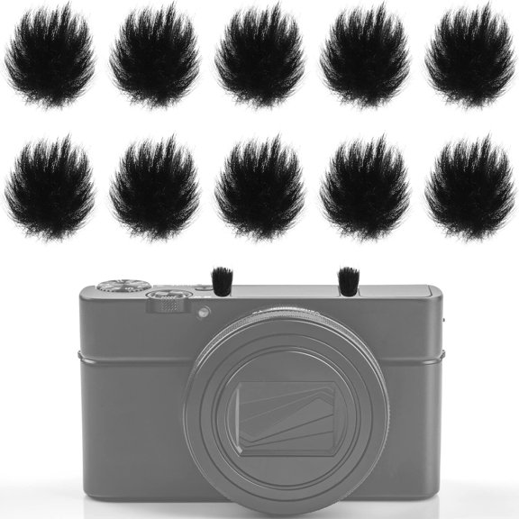 Camera Mic Windscreen Set 10 Pcs Fur Muff 20 Pcs Sticker Black 0.24x0.24 Inch