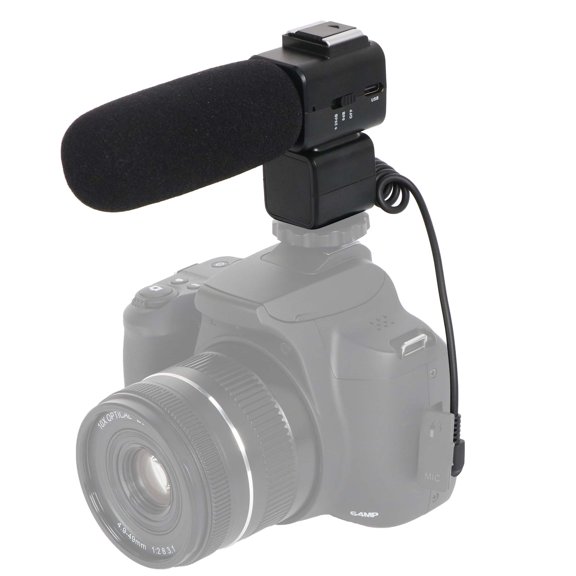 Camera Microphone 3.5mm Plug & Play External Condenser Mic for Smartphone DSLR Vlogging Live Streaming Interview YouTube, with Shockproof Design & 24H Battery