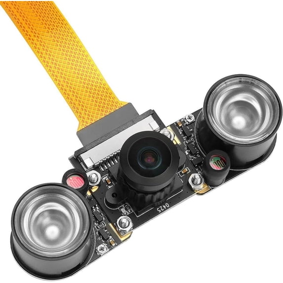 Camera Module 8MP CSI IMX219 Sensor for Raspberry Pi 5 with 160° Wide-Angle Lens & Night Vision, Infrared Illuminator Included