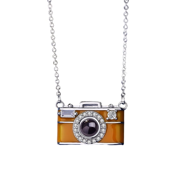 Camera Necklace With 100 Language Projection Multilingual Clavicle Chain Elegant Copper Jewelry For Cultural Enthusiasts