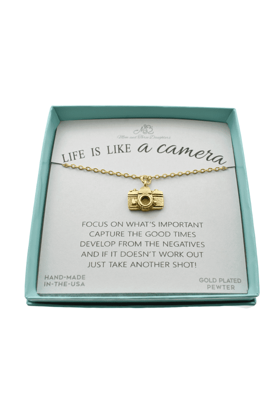 Camera Necklace in Gold Plated Pewter