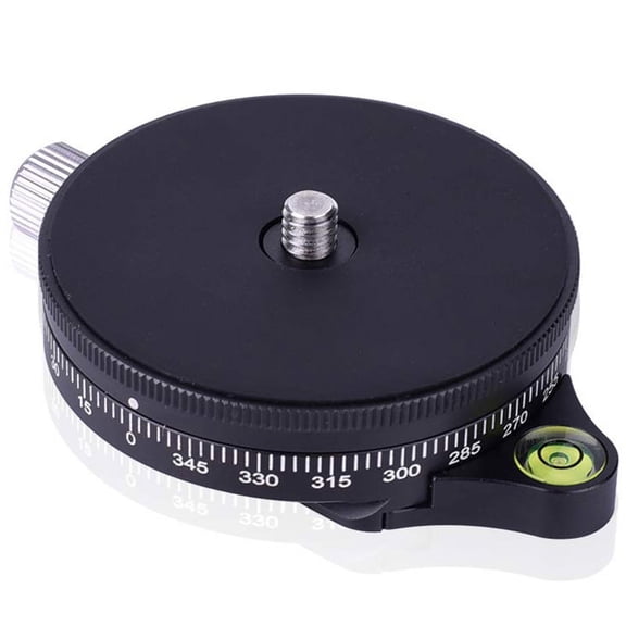 Camera Pan Base With Style Plate, 0.95Cm Screw Aluminum Panoramic Ball Tripod Head With Bubble Level, Load Capacity 22 Lbs,1 x Panoramic plate 1 x 1/4inch to 3/8inch convert screw,black
