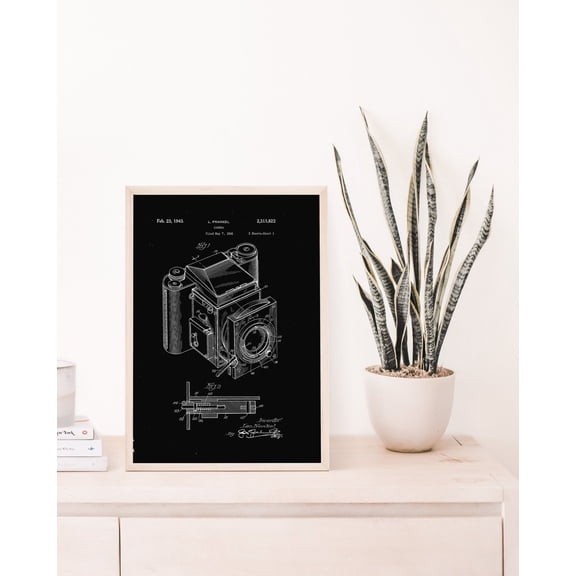 Camera Patent Wall Art Print, Blue Industrial Decor Unframed Paper Print