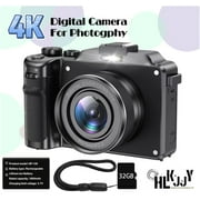 Camera for Photography, 4K Digital Camera Anti-Shake 56MP Compact Video Camera with 18X Digital Zoom, Travel Autofocus WiFi Vlogging Camera Point and Shoot Camera with 32GB TF Card, 1 Batteries
