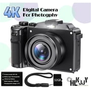 Camera for Photography, 4K Digital Camera Anti-Shake 48MP Compact Video Camera with 18X Digital Zoom, Travel Autofocus WiFi Vlogging Camera Point and Shoot Camera with 32GB TF Card, 1 Batteries