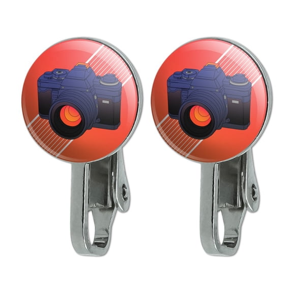 Camera Photography Photographer Novelty Clip-On Stud Earrings