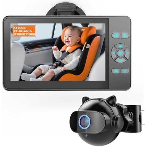 Camera,Plug and Play Easy Setup 4.3'' 1080P with 4X Zoom,10 Lullabies, IR Night Vision, 360? Rotation Camera for ,,Pets