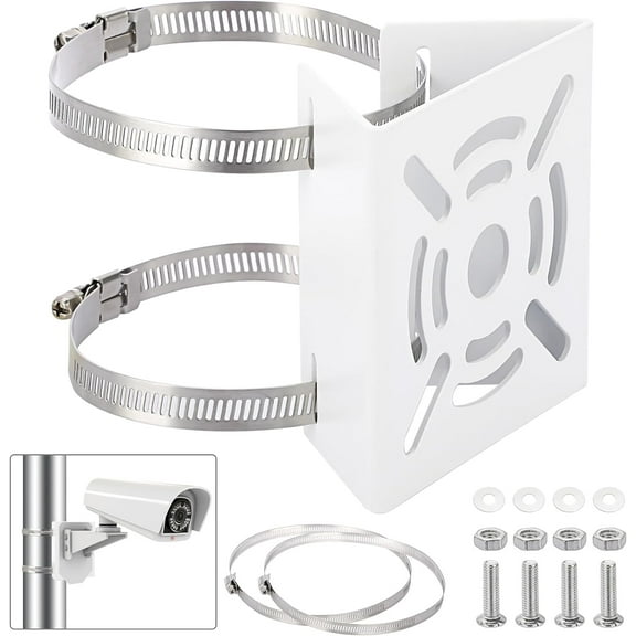 Camera Pole Mount Bracket-Stainless Steel Pole Mount Adapter Bracket with Loops,Sturdy Camera Mount Bracket for Pole Post,Universal Pole Mount Bracket for CCTV Security Camera Ptz Dome