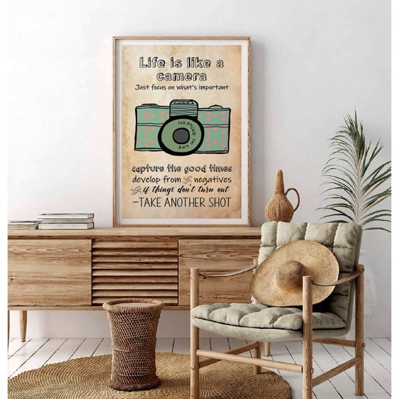 Camera Quote Inspirational Modern Contemporary Decorative Design Statement Accent Interior Display Portrait Decor