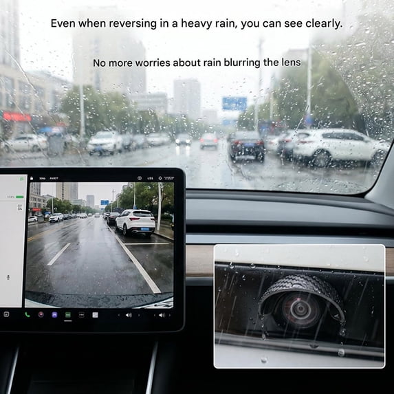 Camera Rain Cover, Backup Camera Rain Hood Cover with Curved Black PVC Canopy, Adhesive-Backed Rear Guard for Outdoor Parking Rear View Lens Hood