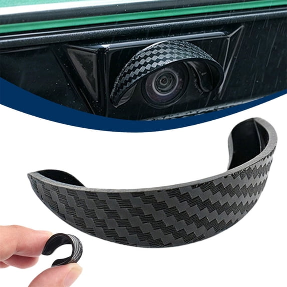Camera Rain Cover, Backup Camera Rain Hood Cover with Curved Black PVC Canopy, Adhesive-Backed Rear Guard for Outdoor Parking Rear View Lens Hood