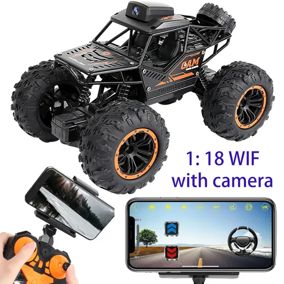 Camera Remote Control Car 2.4G 4WD Off-Road Climbing Vehicle SUV with 720P Camera Shooting Mobile App Control Live Streaming Photo Video Easy Playback 1:18 Scale Metal Alloy Off-Road Vehicle
