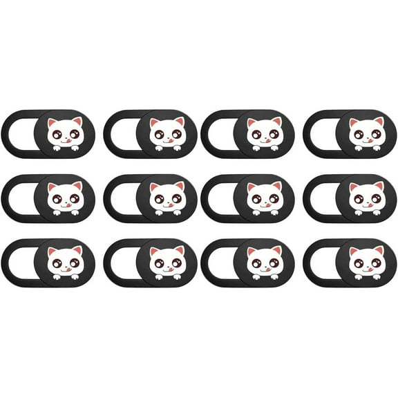 Camera Slider 12Pcs Webcam Cover Thin Slide Computer Privacy Camera Cover Webcam Lid Cover for Desktop PC, Black Computer Tablet