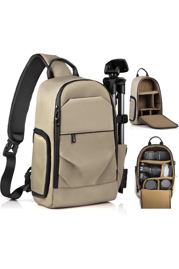 Camera Sling Bag, DSLR/SLR/Mirrorless Camera Backpack Case Shockproof Photography Backpack with Tripod Holder & Removable Modular Inserts Compatible with ///