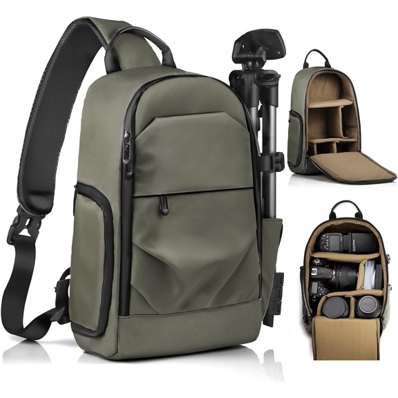 Camera Sling Bag, DSLR/SLR/Mirrorless Camera Backpack Case Shockproof Photography Backpack with Tripod Holder & Removable Modular Inserts Compatible with ///