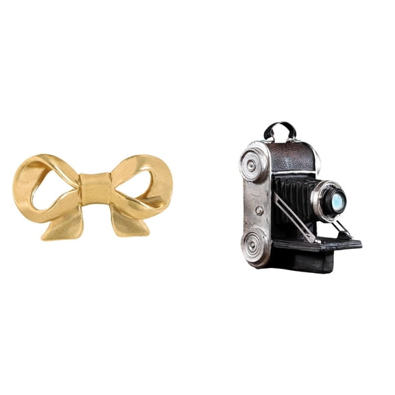 Camera Statue Brass Bowknot Furniture Handle Resin Decorative Cabinet Drawer Pull for Kitchen Bar Wardrobe Photo Studio