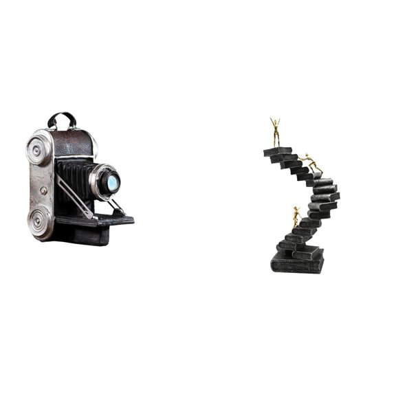 Camera Statue Ladder Sculpture Abstract Figurine Resin Material for Living Room Office Bookshelf Decor
