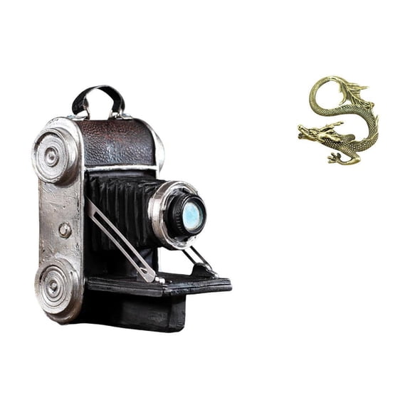 Camera Statue Model Showcase Decorative Prop Mini Chinese Figurine Brass Resin Material Bedroom Living Room Office Decor