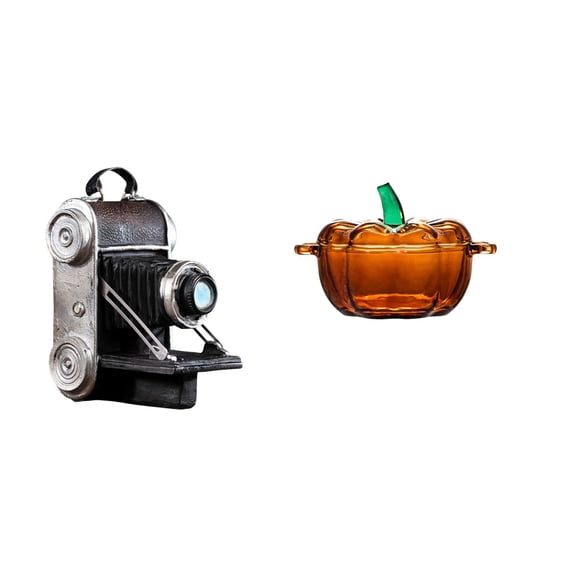Camera Statue Pumpkin Candy Jar Glass Material for Home Decor Party Table Office Showcase