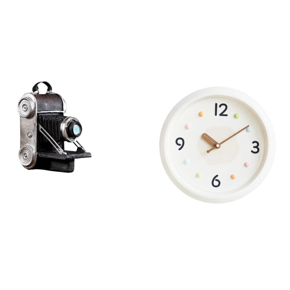 Camera Statue Wall Clock Collectible Figurine Resin Material Suitable for Living Room Office Home Decor Spaces