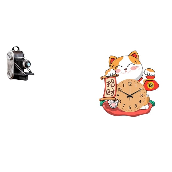 Camera Statue Wall Clock Figurine Resin Material Decorative Accent for Living Room Bedroom Office