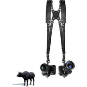 Inlisy Double Camera Harness for 2 Cameras, Adjustable Dual Shoulder Leather Camera Strap for DSLR/SLR Black