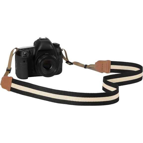 Camera Strap, Woven Adjustable Universal Neck & Shoulder Strap for Video Camcorder, Binoculars, and Nikon///Minolta/Panasonic/SLR/DSLR Digital Cameras, Beige