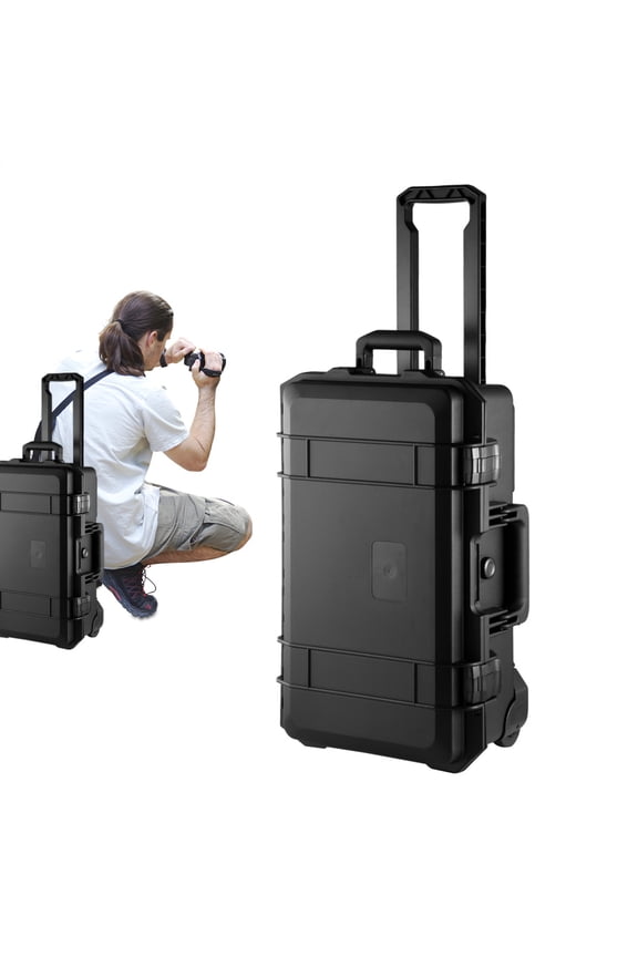 Camera Suitcase, Anti-Theft Waterproof Camera Bag, Luggage Case Toolbox Carrying Wheeled Suitcase, for Umbrella, Tripod, Light