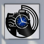 Camera to Take Pictures 12 Inch Vinyl Record Wall Clock - Silent, Creative, and Unique Clock for Living Room, Entryway, or Bedroom Decor - Perfect Gift Idea12 inchs B without LED