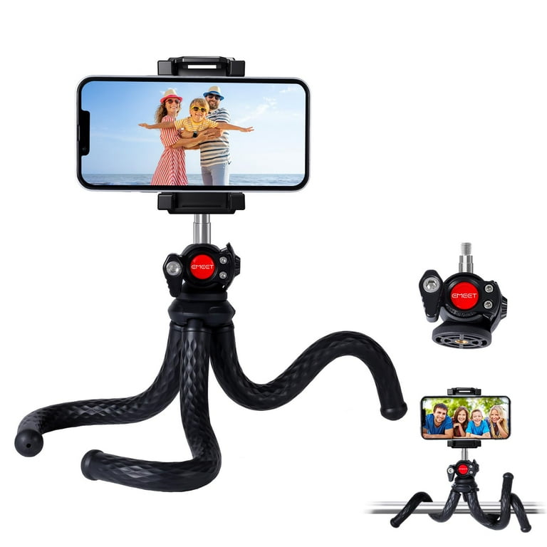 Camera Tripod, Mini Flexible Tripod with Phone Holder and 1/4 - Main Image