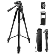 BUSATIA Tripod for Camera, 64" Travel Camera Tripod for Canon, Nikon, Panasonic, Sony, DSLR, iPhone and iPad, with Bluetooth Remote, Travel Bag and 2-in-1 Holder, Adjustable Portable