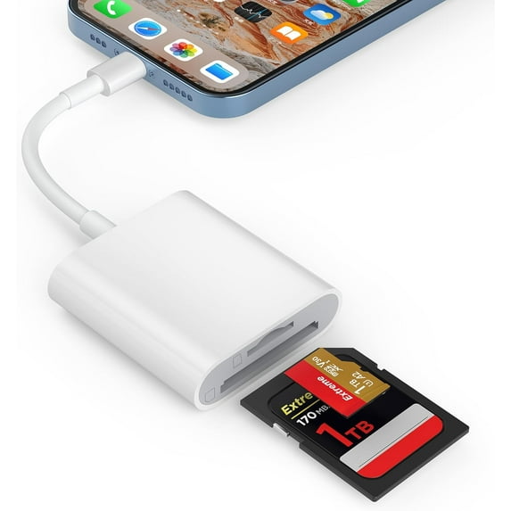 Camera USB C SD Card Reader, SD Card Reader for iPhone, Memory Card Reader with Dual Slot for SD/TF Card Plug to MicroSD Card Camera Adapter for iPad.