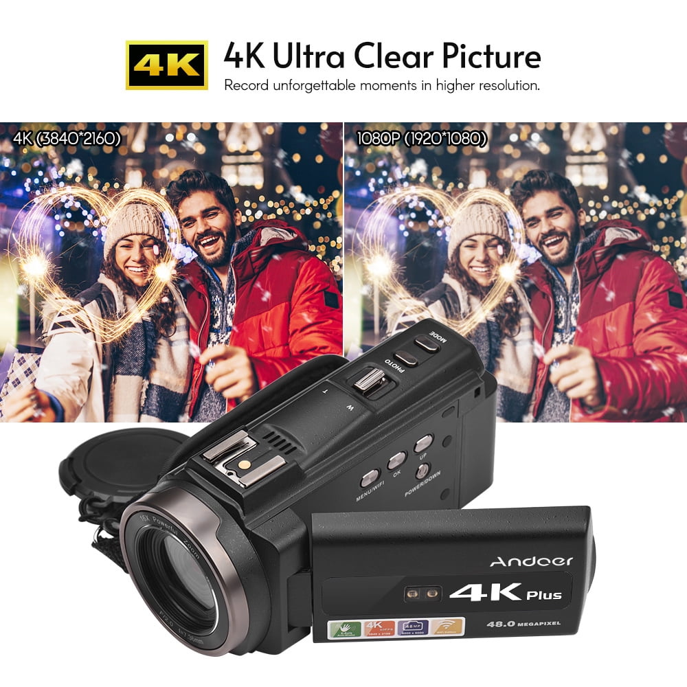 TEPCY - Cámara de Video 4K, 64 MP, 60 FPS, Zoom Digital 18X, WiFi