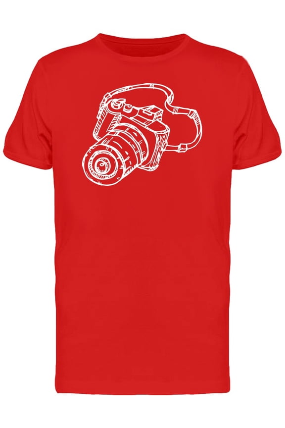 Camera White Outlines T-Shirt Men -Image by Shutterstock, Male Medium