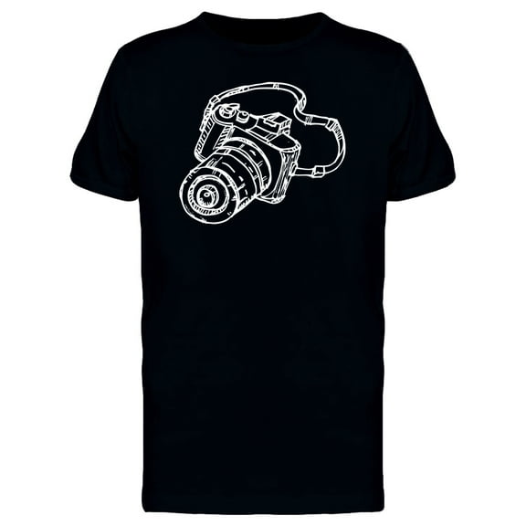 Camera White Outlines T-Shirt Men -Image by Shutterstock, Male Small