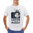 thumbnail image 1 of Camera With Beach. Catch The Moment Men’s T-Shirt 100% Cotton Casual Short Sleeve Tops Gift Tee White XL, 1 of 2