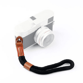 Camera Wrist Strap with Secure Grip, Braided Rope Hand Strap with Leather Reinforced Ends for DSLR, SLR and Mirrorless Cameras, Black