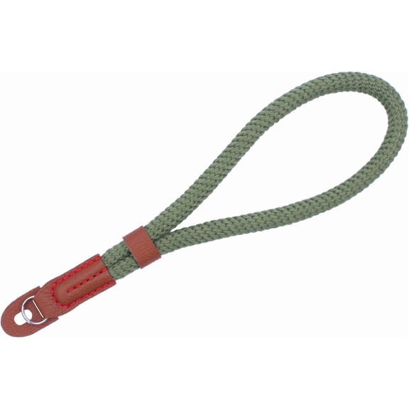 LALACE Camera Wrist Strap with Secure Grip, Braided Rope Hand Strap with Leather Reinforced Ends for DSLR, SLR and Mirrorless Cameras, Green
