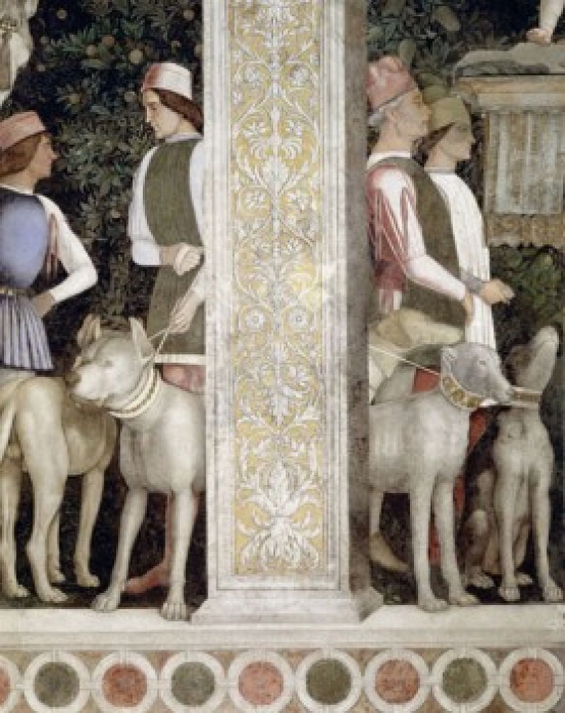 Camera degli Sposi Grooms with Dogs (detail) by Andrea Mantegna  fresco  1474  (1431-1506)  Italy  Mantua  Palazzo Ducale Canvas Art - Andrea Mantegna (18 x 24)