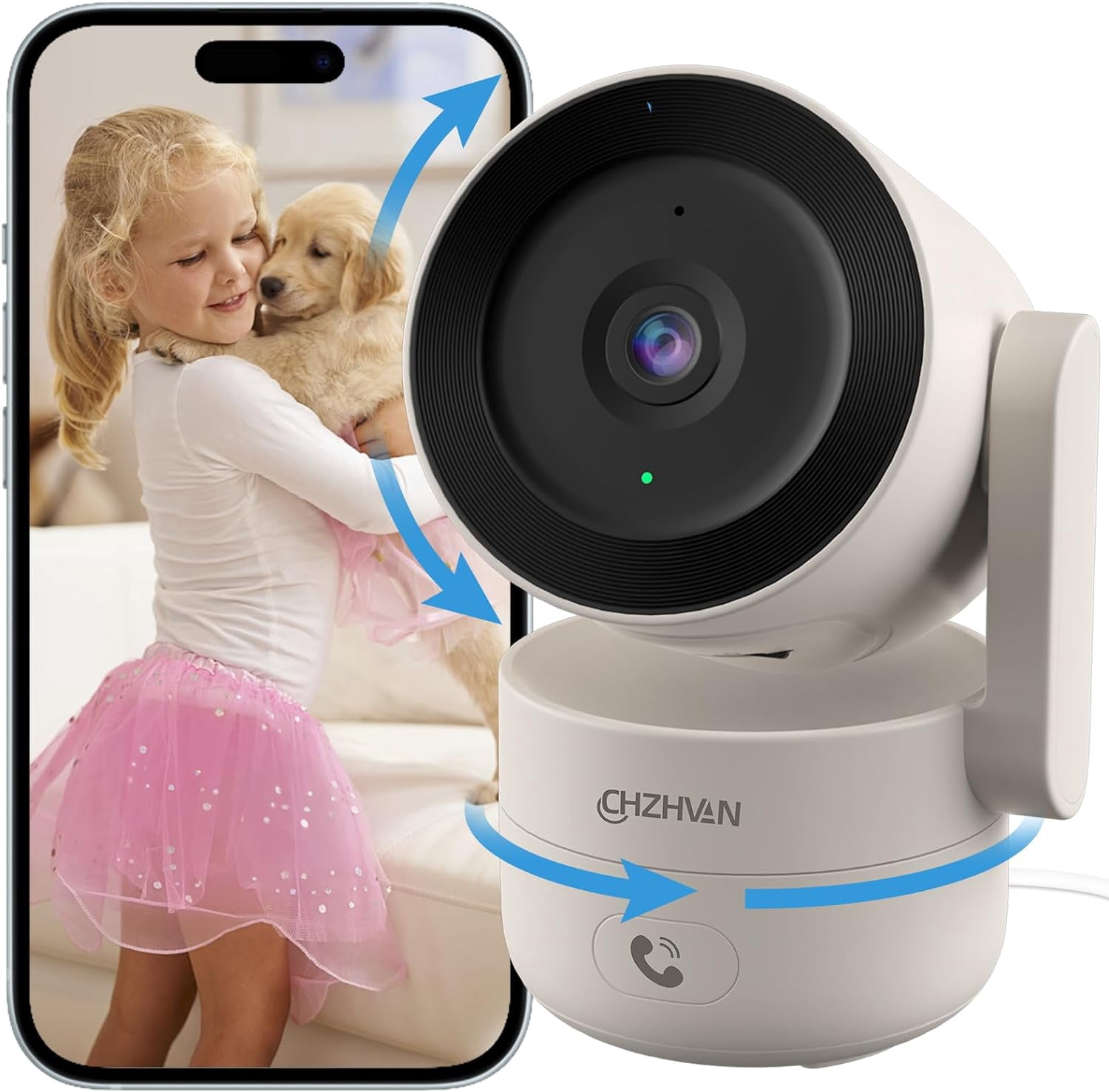 Camera for Home Security Indoor, Pan & Tilt, Cry Detection for Baby, 2 ...