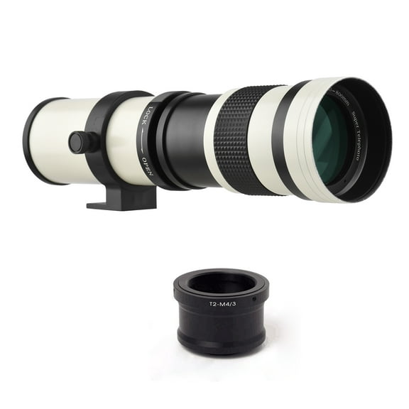 Camera lens,1/4 Ii E-m1 420-800mm T2 Mount Camera Mf Adapter 1/4 White T2 Mount With E-m5 Lens F/8.3-16 420-800mm F/8.3-16 420-800mm T2 Bortt With M4/3 Mount Mf Camera Super Buzhi Qisuo