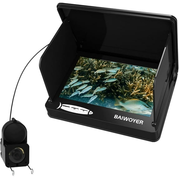 BAIWOYER Fish Finder with HD LCD Monitor, 20m Cable, and Infrared Camera