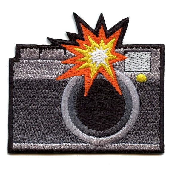 Camera with Flash Emoji Iron On Embroidered Patch