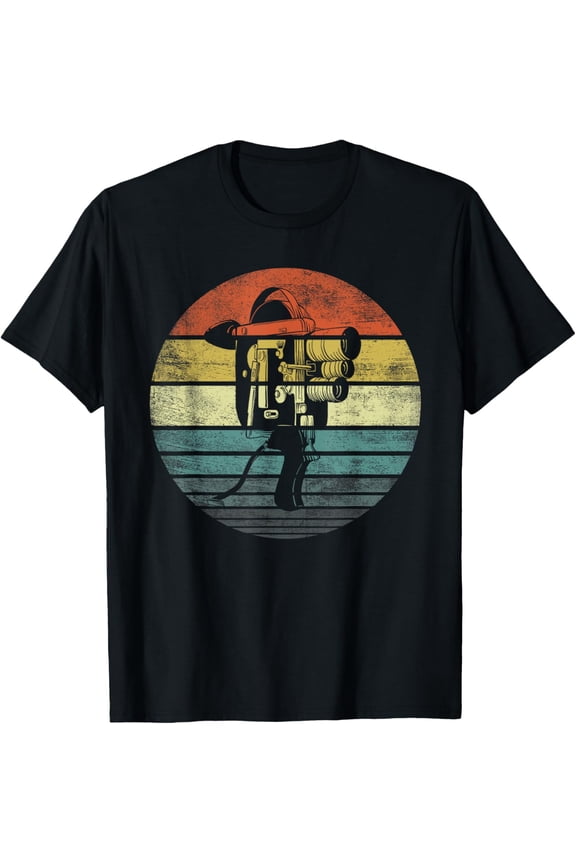 t-shirt Cameraman Videographer Gifts Funny Retro Camera Filmmaker T-Shirt mens,black,women,funny,men,journey,Crew Neck, Short Sleeve,printing