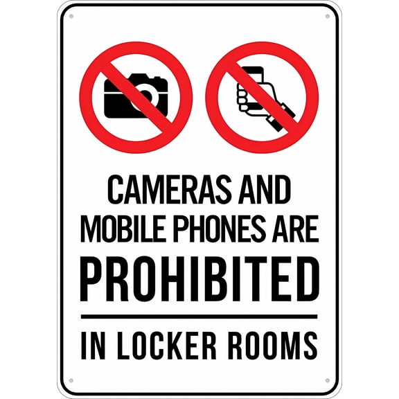 Cameras & Mobile Phones Prohibited Sign 8"x12" - Aluminum UV Ink Printed, House Business Security Sign, No Electronics Warning