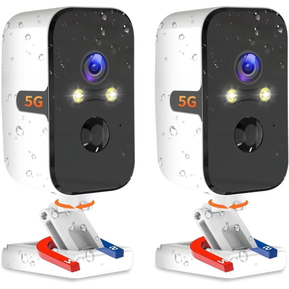 Cameras Outdoor, 2.4G/5G WIFI Indoor Cameras for with Motion Detection,Spotlight Color Night Vision,PIR Siren,SD/Cloud Storage,Work With Alexa.