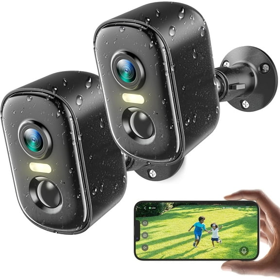 Cameras Outdoor, 2 WiFi Cameras for with AI Motion Detection, Spotlight Color Night Vision, 2-Way Talk, Siren , IP65, Cloud/SD Storage