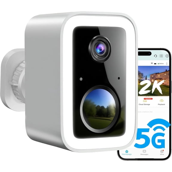 Cameras Outdoor, Free Cloud Storage, Integrated Spotlight & Siren, AI Motion Detection, 2-Way Audio, 1-6 Months Life, Cameras for Support 5GHz WiFi, IP66